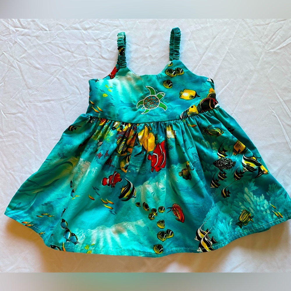 Child’s Dress Tropical Reef  size 6+months handmade in Hawaii